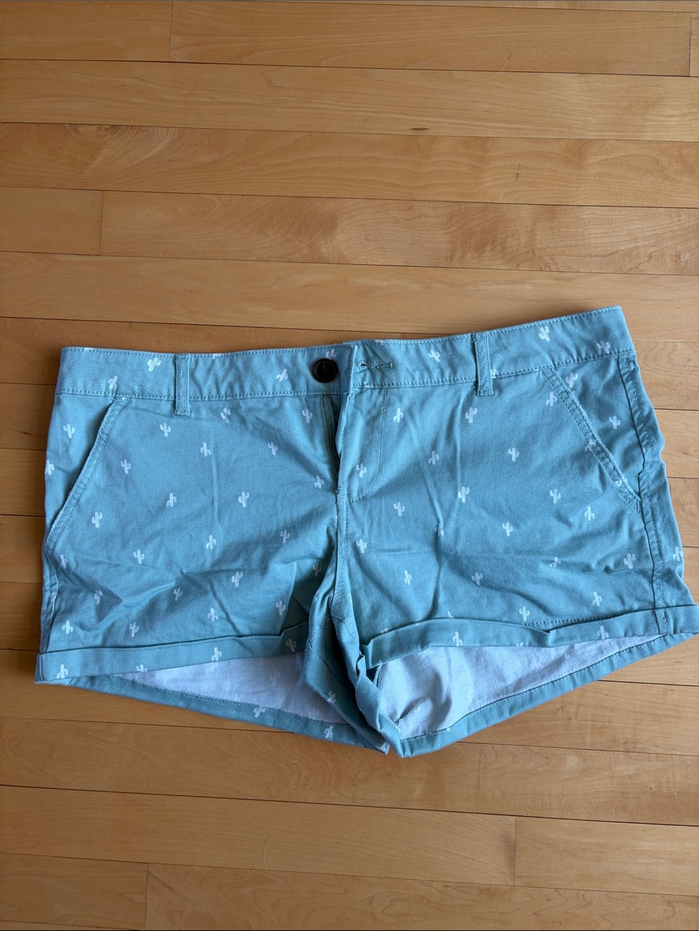 SO Teal Cactus Print Cotton Bermuda Shorts
